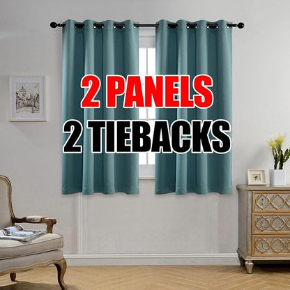 MIUCO Room Darkening Grommet Blackout Curtains for Bedroom 52 x 63 Inch Teal 2 Panels