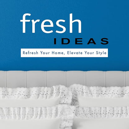 Fresh Ideas Eyelet Bed Skirt, Ruffled Design, 14 Inch Drop, Embroidered Scalloped Edge, Queen, White