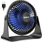 BESKAR USB Small Desk Fan, Portable Fans with 3 Speeds Strong Airflow, Quiet Operation and 360°Rotate, Personal Table Fan for Home,Office, Bedroom - 3.9 ft Cord