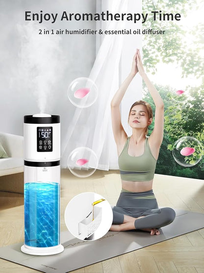 8L Humidifiers for Bedroom, 30dB Quiet, 500ft² Coverage, 60H Runtime, Top Fill, 3-in-1 Humidifier Large Room & Essential Oil Diffuser & Ambient Light, Sleep Mode, 16H Timer, Auto Shutoff Protection