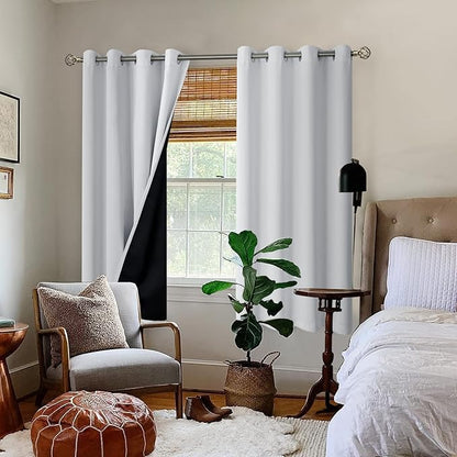 BGment Greyish White 100% Blackout Curtains for Living Room 72 Inch Length 2 Panels, Thermal Insulated Full Light Blocking Energy Save Window Drapes for Nursery Bedroom Darkening, 46 Inch Wide Each