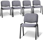 VINGLI Waiting Room Stacking Chairs, 5-Pack Fabric Church Conference Stackable Chair Set, for Office Guest & Reception Meeting Rooms, Lobby, Simple&Space-Saving, Fabric-Grey