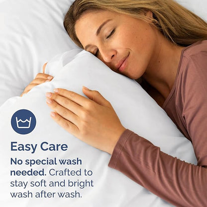 King Pillow Cases Set of 2 - Ultra Soft Hotel Quality Pillowcase Covers - Comfy, Cozy & Wrinkle Free - Shrinkage, Stain and Fade Resistant - Machine Washable Pillow Protectors - 2 Piece Set - White