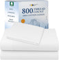 California Design Den Luxury Twin Sheets Set - Buttery Soft 800 Thread Count, 100% Cotton Sheets Sateen, Deep Pockets, Durable Bedding Set - White