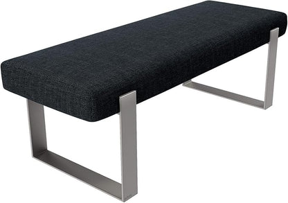 VANT Upholstered Bed Bench - Weave Blue Denim - Brushed Nickel - Contemporary Modern, Bedroom Bench Seat, Hallway, or Entryway