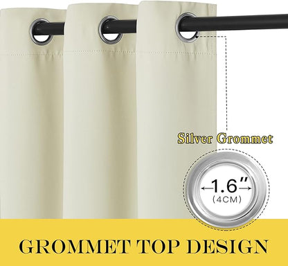 NICETOWN Blackout Living Room Curtain 84 inches Long - Thermal Insulated Grommet Room Darkening Window Treatment Sound Dampening Drape for Bedroom (Beige, W52 x L84, 1 Panel)