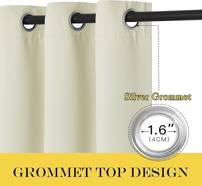 NICETOWN Room Darkening Curtain for Living Room - Energy Saving Thermal Insulated Grommet Room Darkening Curtain/Drape for Bedroom (1 Panel, 46 by 72, Beige)