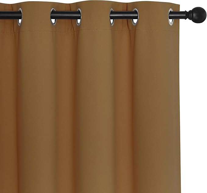 NICETOWN Blackout Curtains & Drapes - Privacy Thermal Efficiency Backdrop Curtains for Bedroom Room Divider Living Room Patio Sliding Glass Door, Wide 80 x Long 144 inch, Gold Brown, 1 Panel