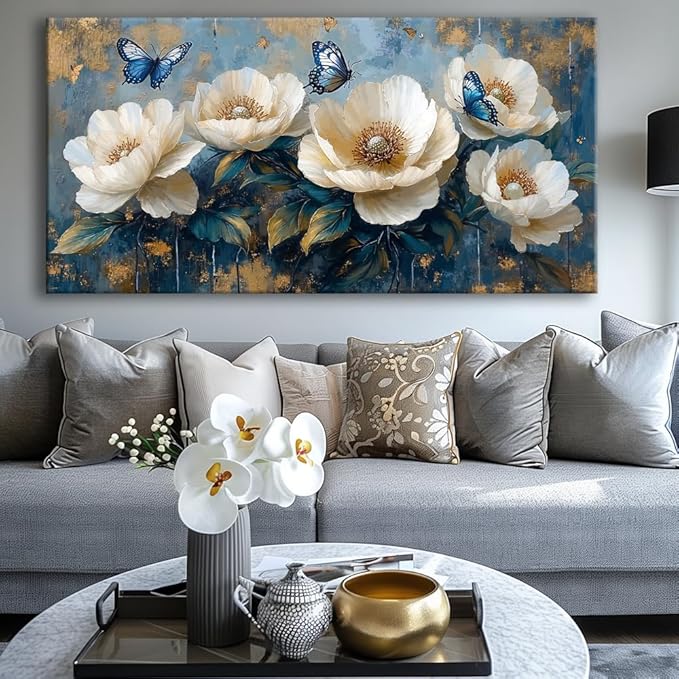 Flowers Canvas Wall Art - Modern landscape Paintings for Living Room, Bedroom Wall Decor, Framed Wall Art for Home or Office Decoration, Large Wall Art 60x120cm(24x48in)