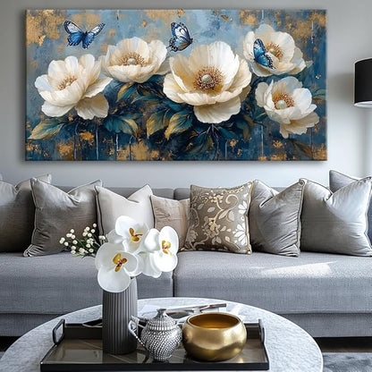 Flowers Canvas Wall Art - Modern landscape Paintings for Living Room, Bedroom Wall Decor, Framed Wall Art for Home or Office Decoration, Large Wall Art 75x150cm(30x60in)