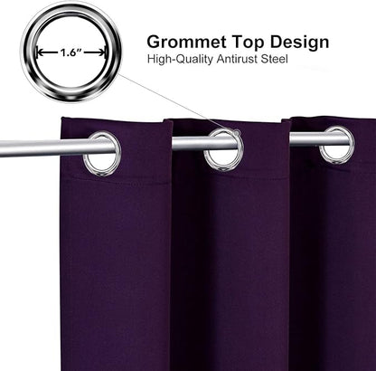 ChrisDowa Blackout Curtains 108 Inches Long 2 Panels Set for Living Room, Grommet Thermal Insulated Room Darkening Curtains for Bedroom (Royal Purple, 52 x 108 Inch)