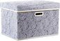PRANDOM Larger Collapsible Storage Box with Lid [1-Pack] Fabric Decorative Storage Bin Cube Organizer Container Basket with Cover Handles for Bedroom Closet Living Room Gray 17.7x11.8x11.8 Inch