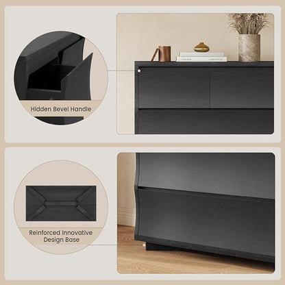 Black Tall Dresser for Bedroom, 61.1" Tall Dresser with 8 Drawers, Wood Dressers & Chests of Drawers, Accent Upright Drawer Organizers for Closet, Hallway