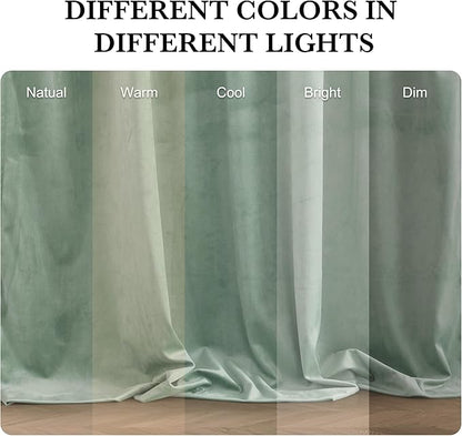 RYB HOME Auqa Velvet Curtains 84 inches Long, Room Darkening, Floor-Length, Stylish Back Tab Velvet Drapes for Coastal Nursery Living Room Office, 52" W x L84 L
