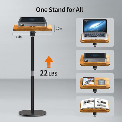NAMON Floor Book Stand for Reading, 100% Solid Wood, Height Adjustable from 16.5" to 51", Floor Reading Stand with Page Clip for Cookbooks, Sheet Music, Projector (Without T-Shaped)