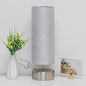 Bedside Touch Lamp, 3 way Touch Control Table Lamp with Silver Base, Modern Gray Nightstand Lamp with Cylinder Shade, Simple Dimmable Night Light for Bedroom Living Room Kitchen, LED Bulb Included