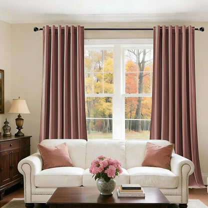 Dusty Rose Pink Velvet Curtains for Girls Bedroom Room Darkening Thermal Insulated Soundproof Curtain 102 Inches Long Cute Window Drapes for Living Room, Back Tab Rod Pocket, W52 x L102, 2 Panels