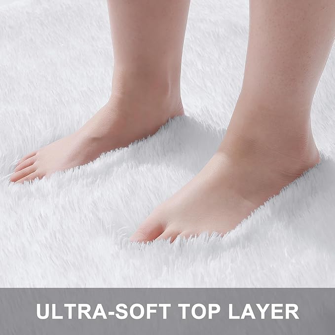 OLANLY 2x4 Machine Washable Runner Rugs for Hallway, Soft Fluffy Shaggy Bedside Rugs for Bedroom, Living Room, Indoor Floor Carpet for Kids Girls and Boys, Nursery Rooms, Home Decor Aesthetic, White