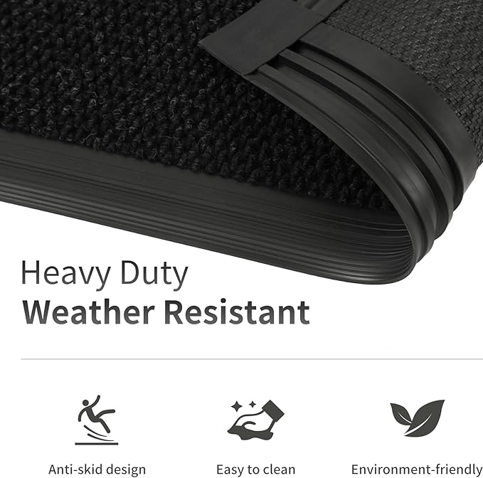2ft x 36ft Front Door Mat Indoor Outdoor Entrance, Commercial Heavy Duty Entryway Matt, Non-Slip Rubber Backing Low Profile Doormat, Waterproof Dirt Trapper Welcome Mat for High Traffic Area