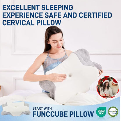 Cervical Neck Pillow for Neck Pain Relief – Orthopedic Contour Memory Foam Pillow for Side & Back Sleepers, Ergonomic Neck Support, Cooling Butterfly Pillow