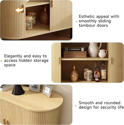 ONBRILL 40" Sideboard Buffet Cabinet with Storage, Storage Cabinet with Sliding Door & Adjustable Shelf, Modern Accent Coffee Bar Console Table for Kitchen, Entryway, Oak