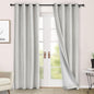 Macochico 52" Wx108 L 100% Blackout Curtains Extra Long Thermal Insulated Chenille Curtains for Living Room Bedroom Auditorium Home Theater White Grommet Curtains with Tieback Classic 1 Panel