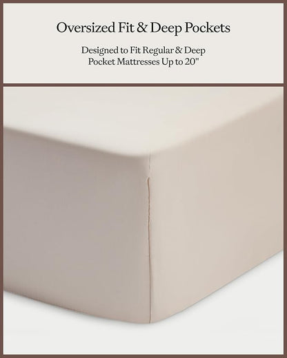 Cozy Earth Luxury Bed Sheet Set - 100% Viscose from Bamboo Fabric, Ultra-Soft & Breathable, Fits Regular & Deep Pocket Mattresses up to 20" - 4 Pieces Full Sheet Set Driftwood
