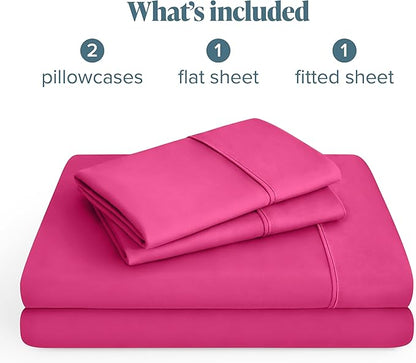 Bare Home Hotel Luxury Twin XL Sheet Set, Extra Soft - 4 Piece Set - Deep Pockets - Easy Fit - Cooling & Breathable - Wrinkle, Fade, Stain Resistant - Includes 2 Pillowcases (Twin XL, Pink)
