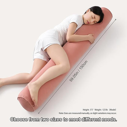 Body Pillow for Adults – Long Bolster Pillow for Bed, Round Cuddle Pillow, Full Support for Side Sleepers,59 x 7.87 Inches,Blush Pink
