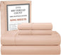 CHATEAU HOME COLLECTION 100% Egyptian Cotton King Size Sheets Set - 400 Thread Count Luxury Sateen Weave, Soft Breathable & Cooling, 15" King Sheets Deep Pocket-Blush