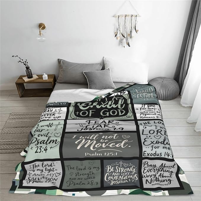 Christian Throw Blanket for Couch, Inspirational Gift for Women, Soft Plush Flannel Blanket, 40"x 50" Thoughts and Prayers Blankets for Bedroom Sofa Living Room Christmas Halloween Decoration