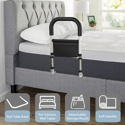 Bed Rails for Elderly Adults Safety, Medical Bed Assist Rail for Seniors, Bedrails for King Twin Full Size Bed, Height Adjustable Bedside Railing Grab Bar Handle with Storage Bag