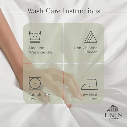 Linen Home 100% Cotton Percale Sheets Queen Size, Sage, Deep Pocket, 4 Pieces Set - 1 Flat, 1 Deep Pocket Fitted Sheet and 2 Pillowcases, Crisp Cool and Strong Bed Linen