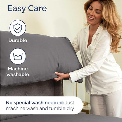 Twin 4 Piece Sheet Set - Cooling, Comfy & Breathable - Hotel Luxury Bedding, Includes Fitted Sheet for Women, Men, Kids & Teens - 1 Flat, 1 Fitted Sheet, 2 Pillowcases with Deep Pockets - Dark Grey