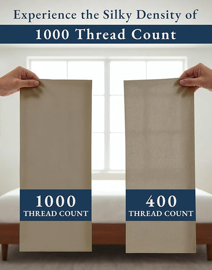 100% Egyptian Cotton King Sheet Set – 1000 Thread Count Naturally Cooling & Breathable Sateen King Sheets, Authentic Long-Staple Cotton for Lasting Softness, Snug Fit 15" Deep Pocket Fitted - Taupe
