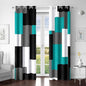 Teal/Turquoise 100% Blackout Curtains for Bedroom 63 inch Length 2 Panels Set Black White Grey Modern Abstract Geometric Black Out Curtains Room Darkening Window Drapes for Living Room, 52Wx63L