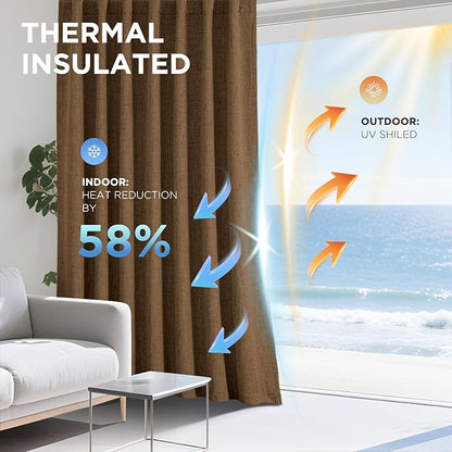 Joydeco Blackout Curtains for Bedroom - 72 Inch Long 100% Light Blocking 2 Panels Cappuccino Drapes, Thermal Insulated Room Darkening Curtains, Linen Textured for Living Room, Rod Pocket & Back Tabs