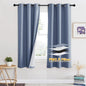 RYB HOME Soundproof Curtains for Bedroom, PM2.5 Particle Filter 100% Blackout Energy Saving Small Window Curtains for Baby Nursery Living Room Home Office, Stone Blue, W 42 x L 63 inches, 2 Pcs