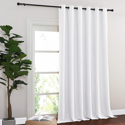 NICETOWN Sliding Door Curtain Window Treatment, Energy Smart Thermal Insulated Extra Wide Solid Blackout Curtains/Drapes for Patio Door (1 Panel, Pure White, W80 x L95)