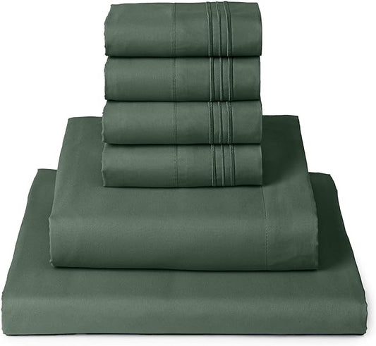 Mellanni California King Sheet Set - 6-Piece Iconic Collection Bedding, (Including 4 Pillowcases), 16-Inch Deep Pocket, Easy Care, Extra Soft, Cooling Sheets, Brushed Microfiber - Emerald Green