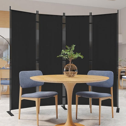 C-Hopetree 4 Panels Room Divider, 6 Ft Tall Indoor Folding Privacy Screen, Portable Partition Separator, Freestanding Separation Temporary Wall for Office, Bedroom, 80" W X 71" H, Black