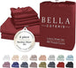 Bella Coterie 6 Piece Luxury Bamboo Viscose Queen Size Sheet Set | 100% Organically Grown | Cooling for Hot Sleepers | 18" Deep Pocket | Soft & Hypoallergenic | 4 Pillowcases [Merlot]