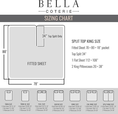 Bella Coterie Luxury Bamboo Viscose 34” Split Top King Size Sheet Set | 1 Fitted Sheet for Sleep Number & Adjustable Beds | 100% Organically Grown | Cooling & Soft | 18” Deep Pocket [Dusty Rose]