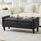 47" Storage Ottoman Bench, End of Bed Bench for Bedroom, Leather Upholstered Ottoman with Storage for Living Room, Entryway, Window (Black)
