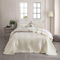 CHIXIN Bedspread Coverlet Set Queen Size - Lightweight Bedding Cover - Ultrasonic Quilting - 5 Piece Reversible Bedspread - Elegant Damask Paisley Pattern (Queen, Ivory)