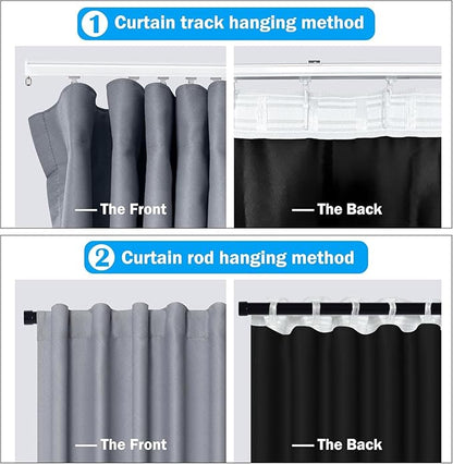 Room Divider Curtains Total Blackout Privacy Curtain Panel Room Thermal Insulated Noise Reduction Curtain for Bedroom Window Living Room Ceiling Track Curtain W 150 × H 96 in Grey.
