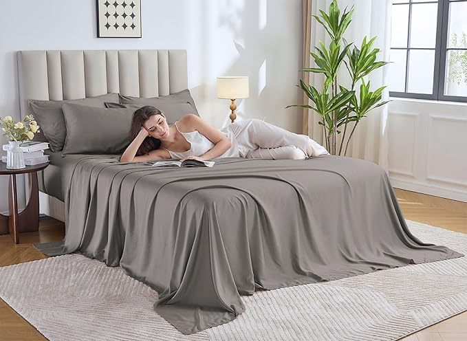 Pure Bamboo Twin XL Sheets, Genuine 100% Organic Viscose Derived from Bamboo Bed Sheet Set, Luxuriously Soft & Cooling, Double Stitching, 2 Year Quality Promise (Twin XL, Graphite)