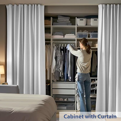 Room Divider Ceiling Mounted Curtains Track Sets Extra Wide Blackout Curtain Flexible Tracks for Bedroom Privacy Partition Separator, 1 Panel White Drape and White Rail, W10 x H7ft