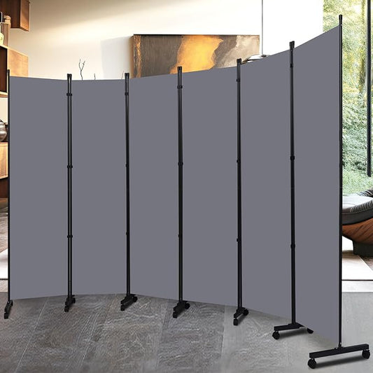 Room Divider Folding Privacy Screens with Lockable Wheels, 132'' Fabric Partition Room Dividers Freestanding Room Divider Panel for Room Separation, Wall Divider for Home Office Bedroom Studio Decor