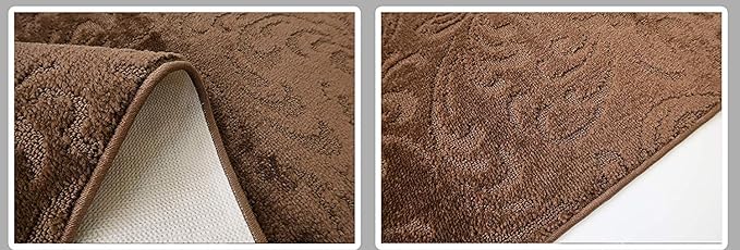 Custom Length Hallway Runner Rug,Slip Resistant,Floral Brown, 26 Inch X 3 feet, Doormat, Sold and Priced Per Foot